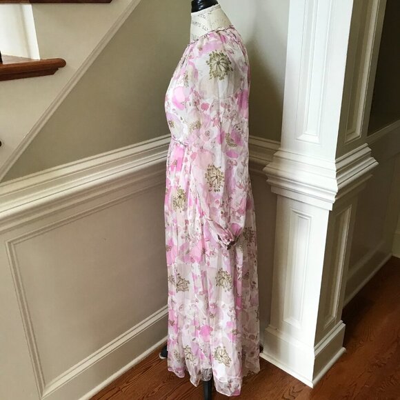 Zimmermann Super 8 Midi Dress Womens 1 Small Pink Silk Long Sleeve Floral Braid - Picture 10 of 15